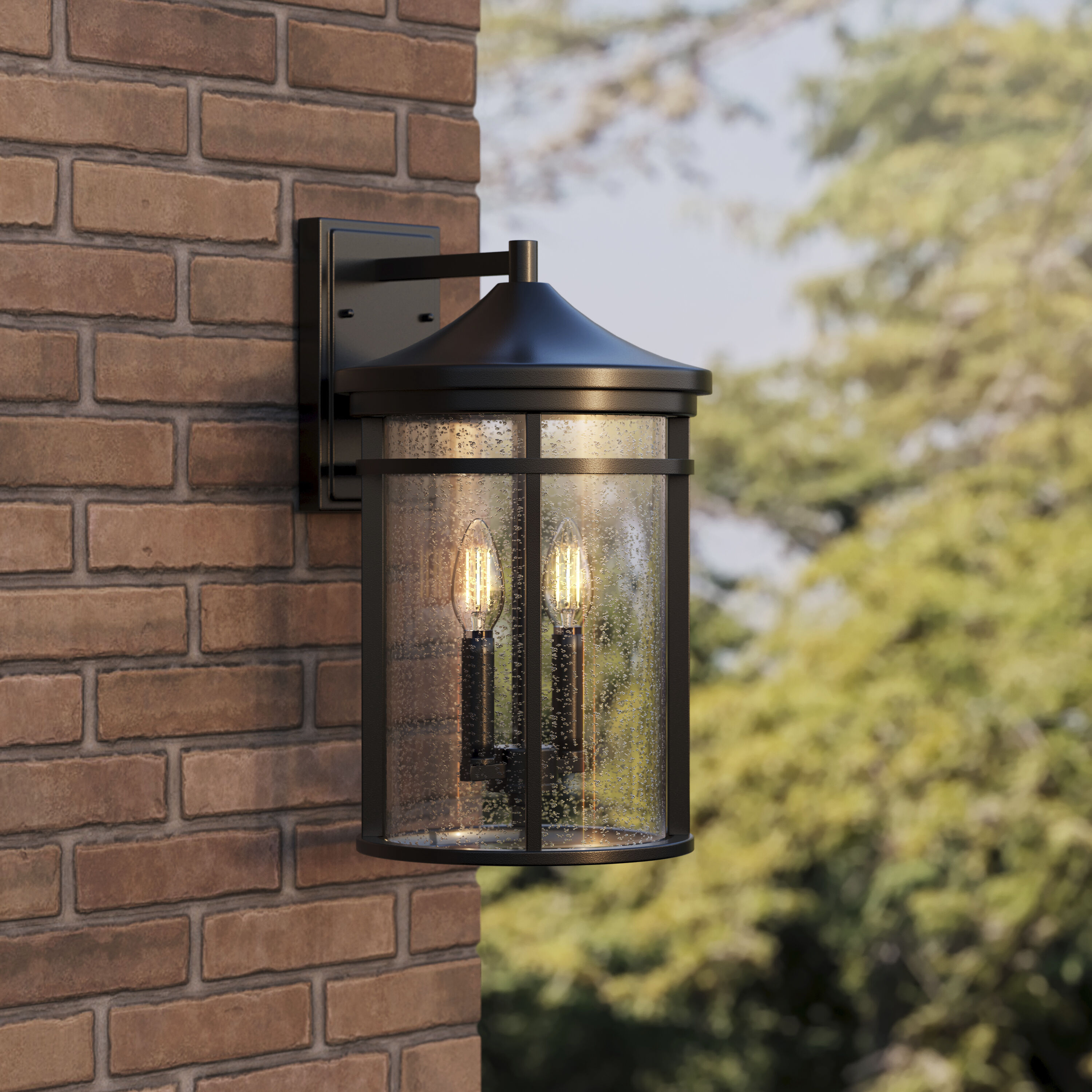 Namath 2 Light 16.75 inch Textured Black Outdoor Wall Sconce